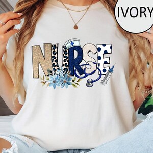 Comfort Colors Nurse Shirt for Women, Cute Nurse Sweatshirt, Floral Nurse Graphic Tee, RN Nurse Gift, Nursing Student T-shirt, Medical Shirt