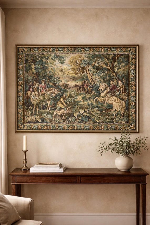 tapestry mania出品 Belgium Wool Tapestry “hawking With Emperor Maximillian” - Etsy