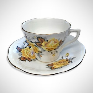 Rosina-Queens English Yellow Rose Tea Cup and Saucer