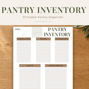 Pantry Inventory Printable by Food Category