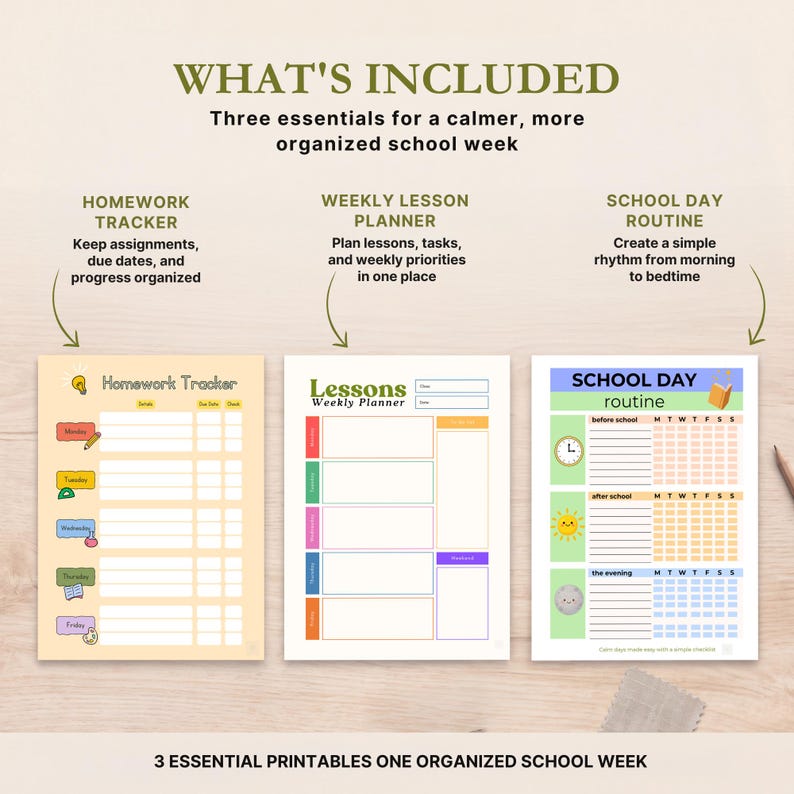 Digital School Organization Kit: Homework Tracker, Weekly Lesson ...
