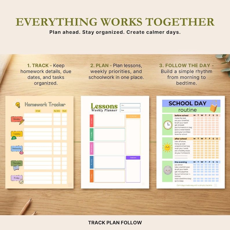 Digital School Organization Kit: Homework Tracker, Weekly Lesson ...