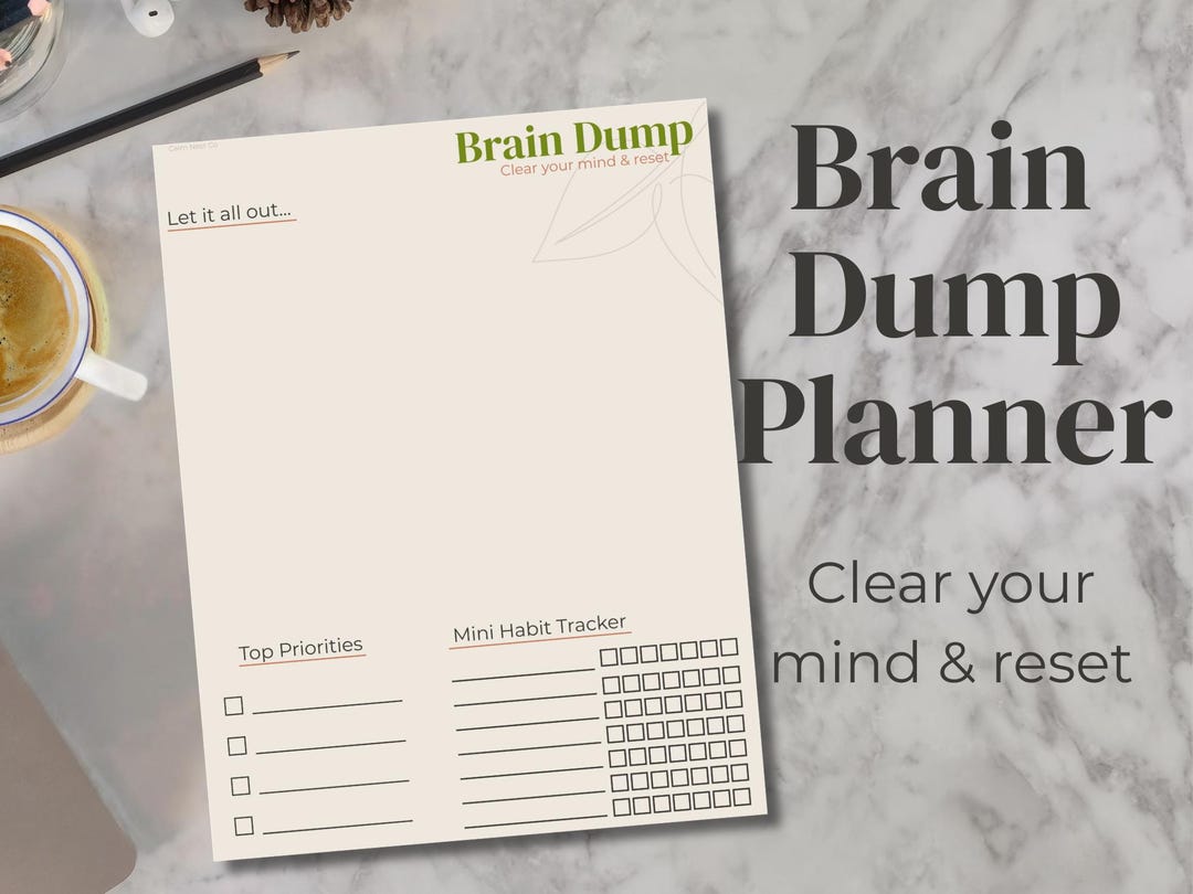 Brain Dump Planner Printable | Overwhelmed Reset Worksheet | Minimalist ...