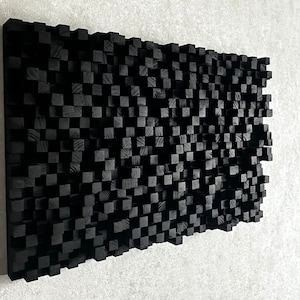 Wood Wall Art - Black, 3D Wall Art, Mosaic Wood Art, Geometric Wall Art, Abstract Painting
