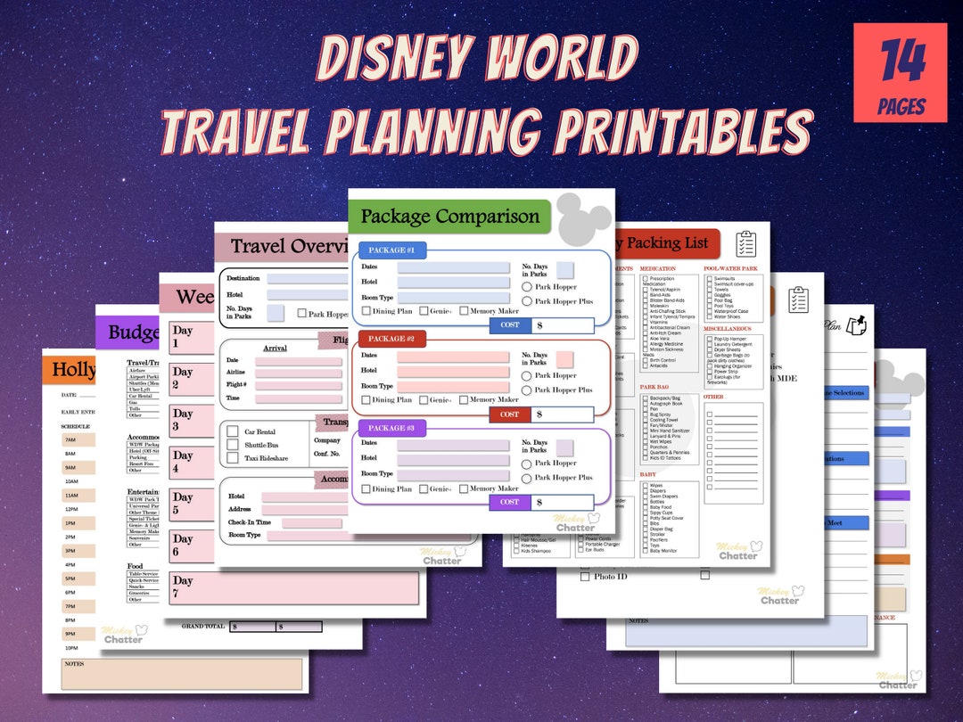 Disney World Travel Planning Printables - Etsy