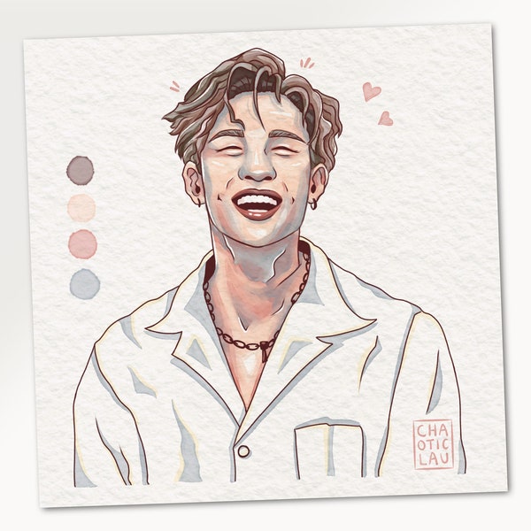 Streunende Kinder K Pop Bang Chan – SKZ Bangchan Fanart Poster Illustration – Kunstdruck Illustration Fan Art Kpop Postkarte – K-Pop ArtPrint Digital