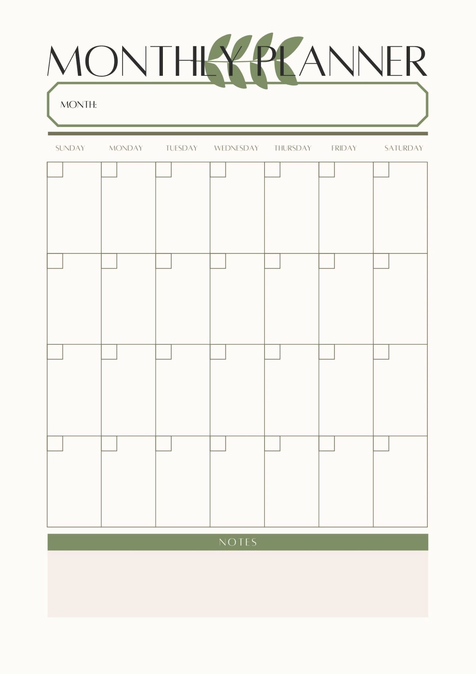 Printable Monthly Planner, Month at a Glance, Monthly Agenda ...