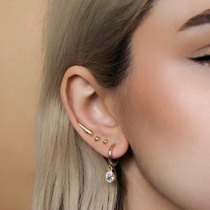 Sparkling Hoop Earring Set – Gold Tone Minimalist Huggie Hoops, Stackable Earrings Gift