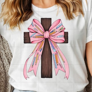 Christelijke leraar coquette boog kruis, Jezus leraar png, boog schoolbenodigdheden, christendom png, paasleraar png, geschenk leraar waardering