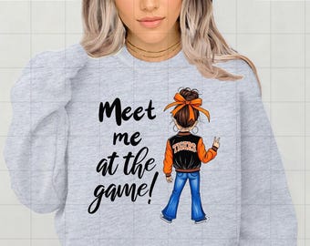 Girly Tigers School Mascot PNG | Preppy Tigers School Spirit Shirt Sublimation Design | Meet Me at the Game! Game Day PNG | Tiger Mascot