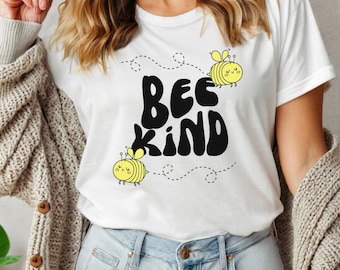 Bee Kind SVG | Teacher Kindness SVG | Bumble Be Spring Graphic with "Bee Kind" Message | Spring PNG for Sublimation and Gifts