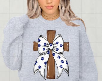 March Madness Easter Cross Wildcats Coquette Bow Christian School Mascot, UK Wildcats Easter Cross Sublimation Design