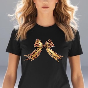 Leopard Print Bow PNG | Animal Print Coquette Bow PNG | Feminine Ribbon for Sublimation for T-Shirts and Gifts | Leopard Print T-Shirt