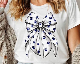 UK Wildcats Coquette Aesthetic Bow PNG | Big Blue Madness Bow | Kentucky Wildcats Fan Blue Bow | Sublimation for T-Shirts, Bags, Gifts