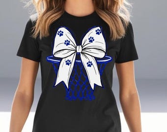 UK Wildcats Coquette Aesthetic Bow with Net PNG | Big Blue Madness | Kentucky Wildcats Fan Blue Bow | Sublimation for T-Shirts, Bags, Gifts