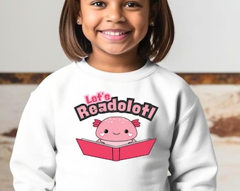 Let's Readolotl PNG | Axolotl Reading a Book PNG | Bookish or Book Lover PNG | Reading Teacher T-Shirt Design for Sublimation | Kid Axolotl