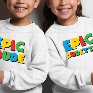 Epic Universe PNG Epic Dude, Epic Dudette, Apertura de parque temático SVG, Camiseta con fuente de Mario, Parque temático SVG, Camisetas de parque temático a juego para niños, Simple