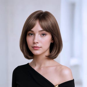 Bob Wig Short Brown 10-Inch Natural Look Bob Hairstyle with FREE Wig Cap Comfortable Fit Daily Wear