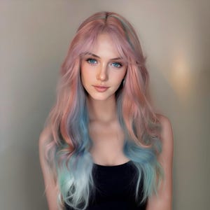 24-Inch Multi Colour Wavy Small Lace Front Synthetic Wig, Pre-Cut Small Lace Front, Natural Look & Free Wig Cap Included