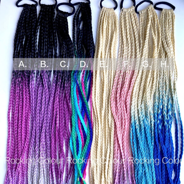 Rainbow Ombre Jumbo Braiding Band Colorful Synthetic Ponytail Hair Extension-Ponytail with Tie-Hair Braided Dreadlock Extension