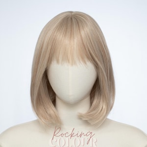 Light Blonde Bob Wig with Bangs | 12-Inch Short Synthetic Hair for Daily Wear