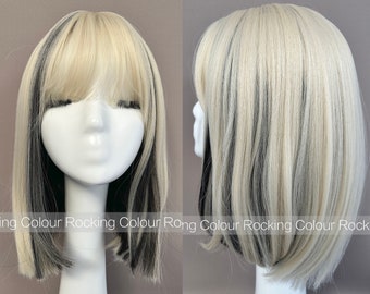 12’' Highlight Crystal Blonde Short Bobo Wig with Bangs - short wigs-FREE Wig Cap