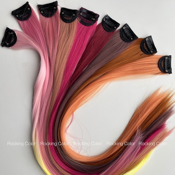 Roze roze oranje clip in 22 inch haarverlenging