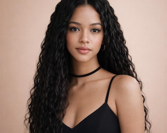 24-Inch Black Curly Small Lace Front Wig | Long Heat-Resistant Synthetic Hair, Natural Look