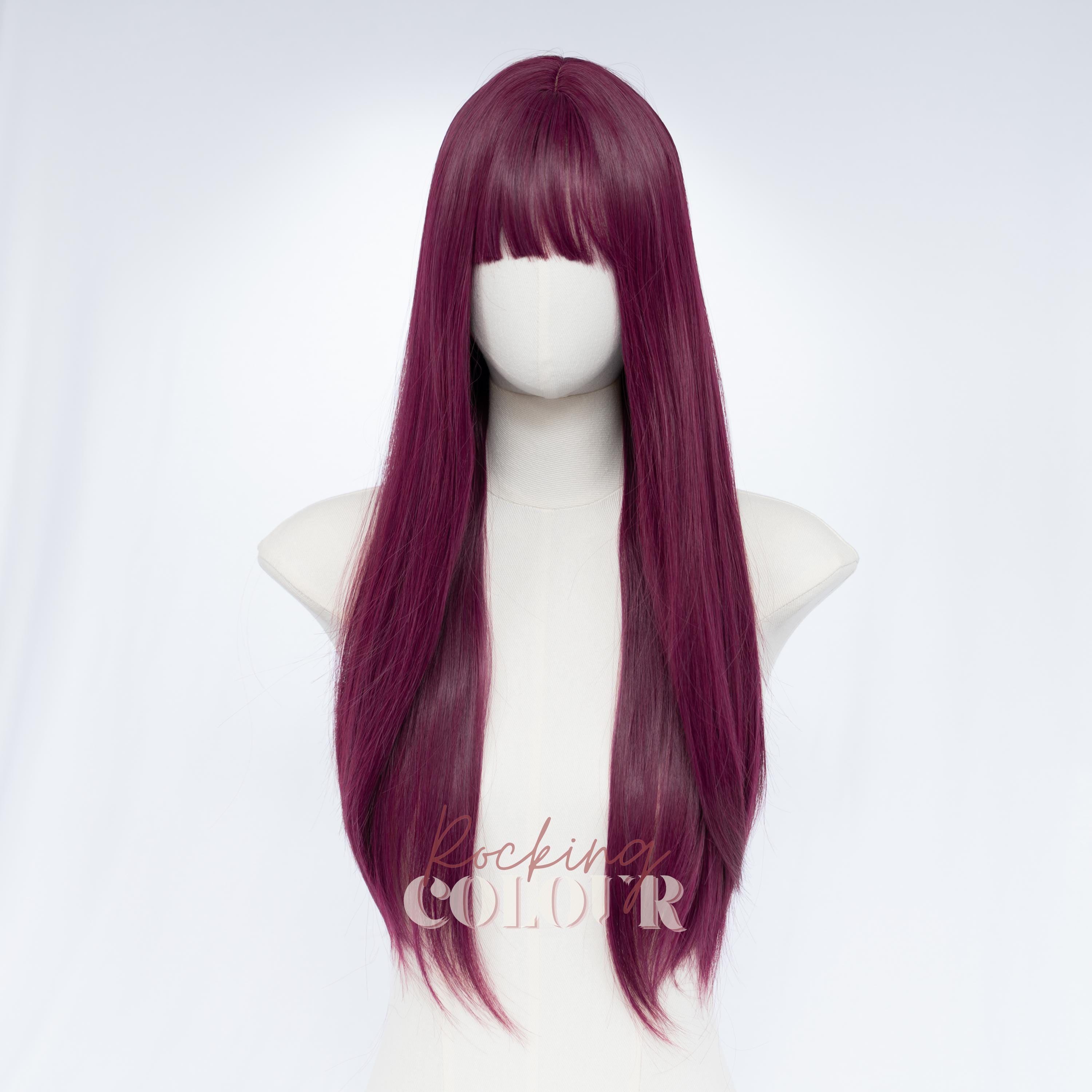 Long Magenta purple wine RARE VIBRANT COLOR Wig Magenta Lace Front Wig - Etsy main image 4