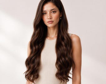 24-Inch Chocolate Brown Wavy 13x4 Lace Front Wig | Natural Volume