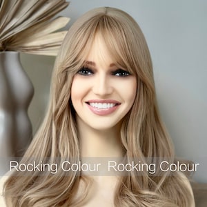 18'' Long Honey Blonde Wave Wig with Bangs - Women Wigs