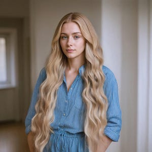 Light Blonde Lace Front Wig 24 Inch – Long Wavy, Glueless, Heat Safe Synthetic Hair with Soft Texture & Free Wig Cap