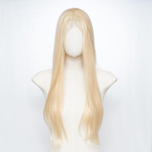 22-Inch Light Blonde Wig – 13x4 Lace Front Long Straight Synthetic Hair with Centre Part & Free Wig Cap