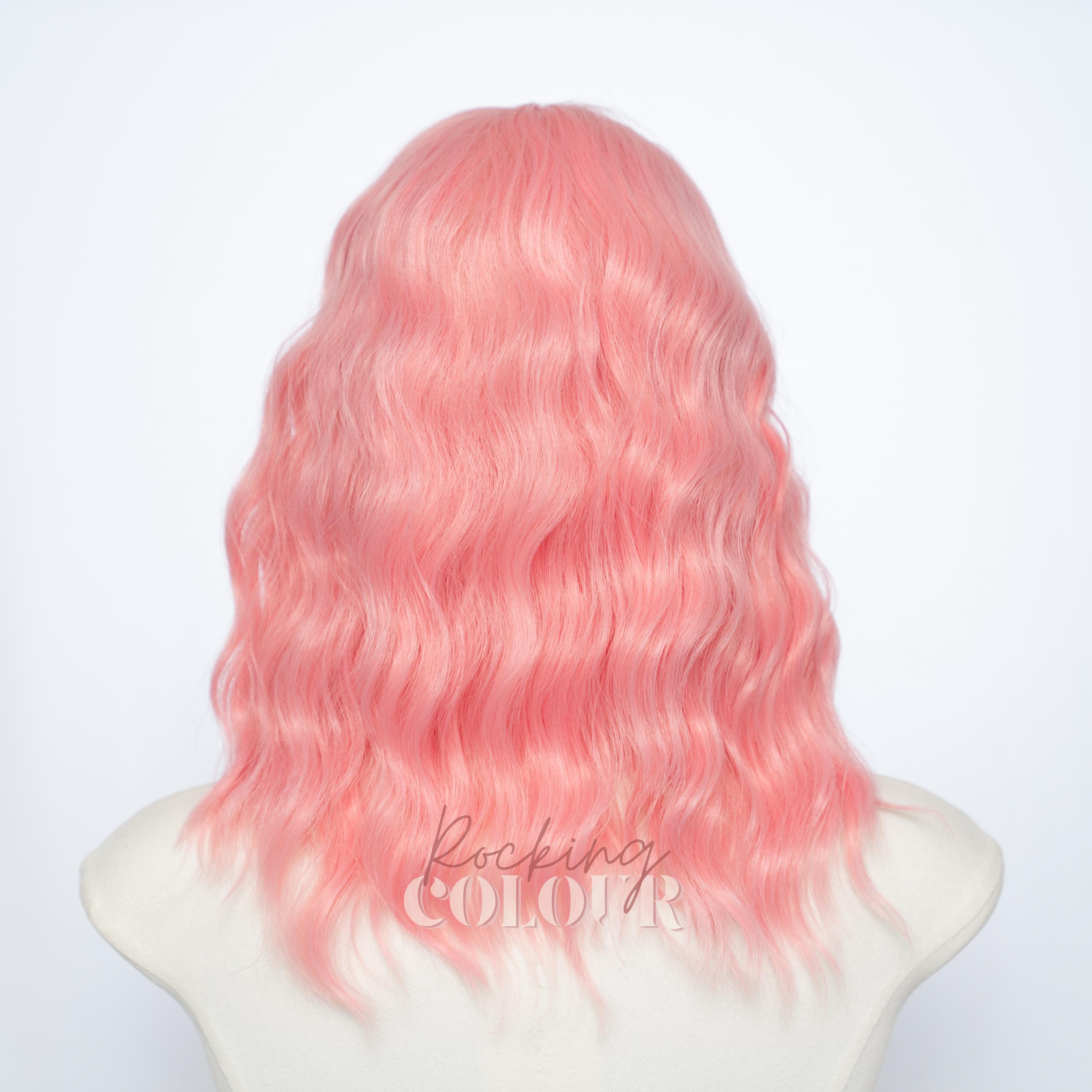 14”Pink Blonde LaceFront Short Bob Wavy Wigs Amazon.com: NAYOO Short Pink Wig with Bangs, 14 Inch Pink  main image 3