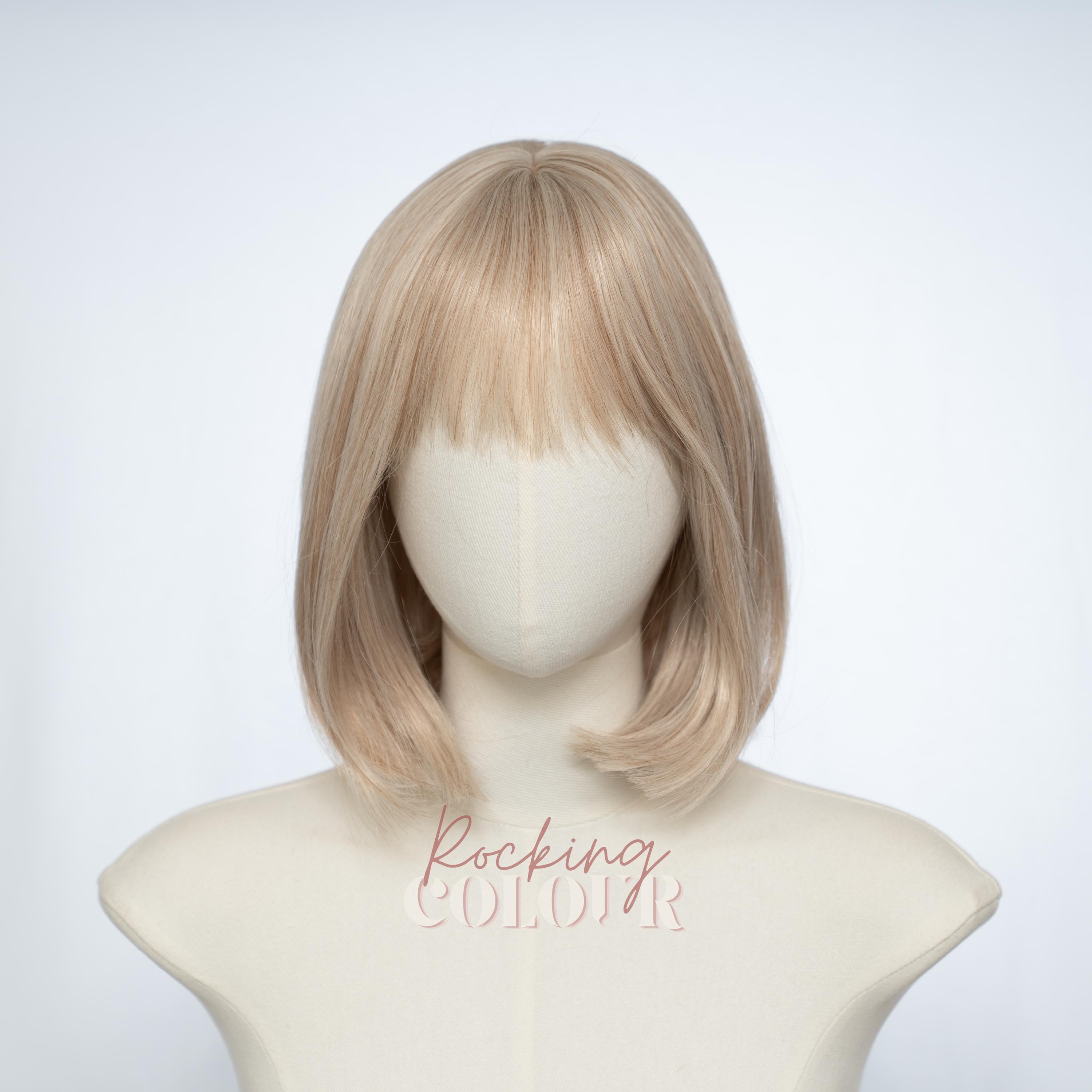 Parrucca Bionda Bob Parrucche Corte Bionde Bob Per Le Donne Parrucca Di Capelli Ricci Con La Frangetta P9142497 - Foto 12