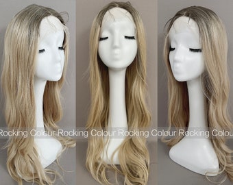 26'' Lace Front Platinum Ash Blonde Long Wave Wig. FREE Wig Cap