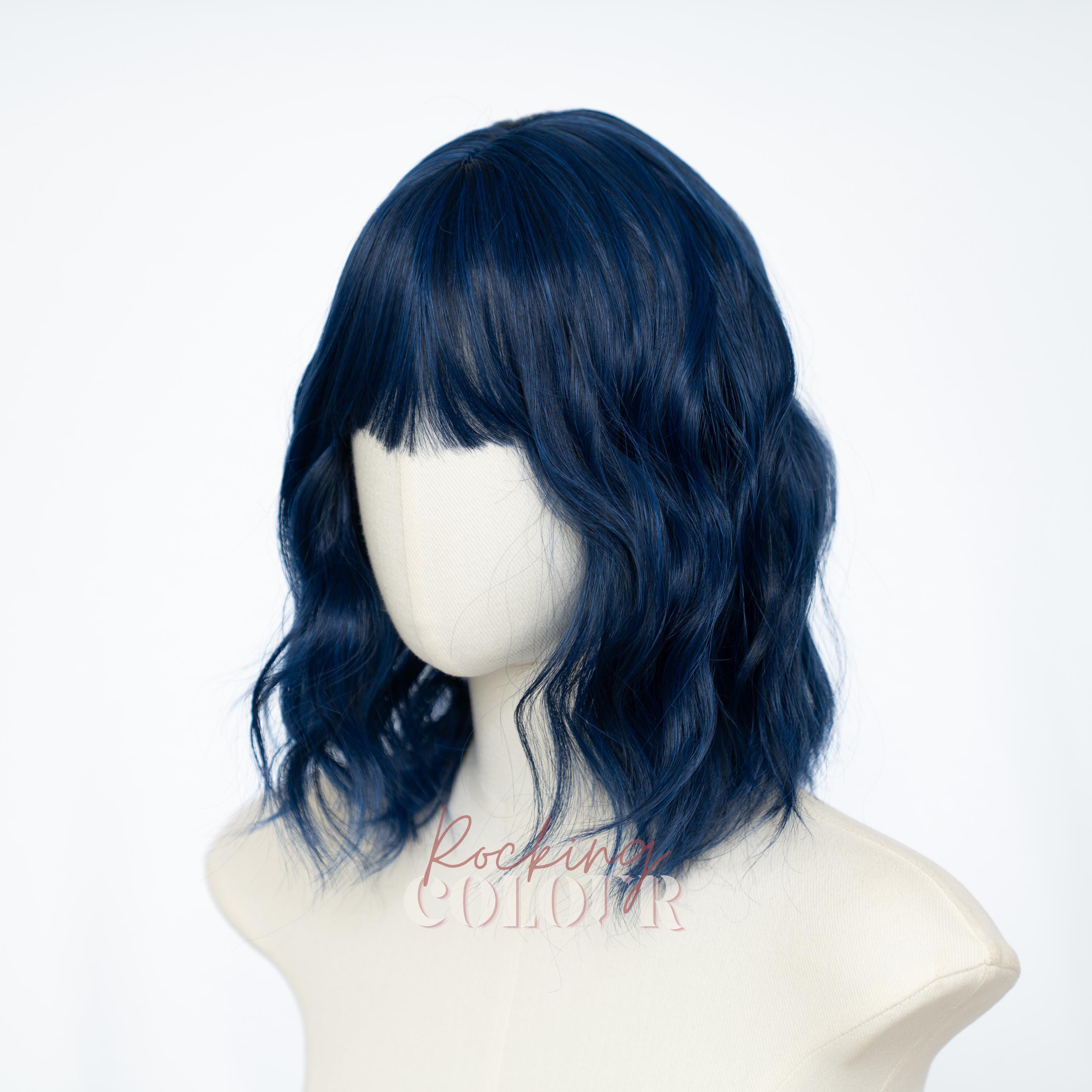 ?NAIMA 12”BLUE SLATE SHORT WAVY BANG BOB Wig *NWT Amazon.com : LANCAINI Short Bob Wavy Wig with Bangs for  main image 3