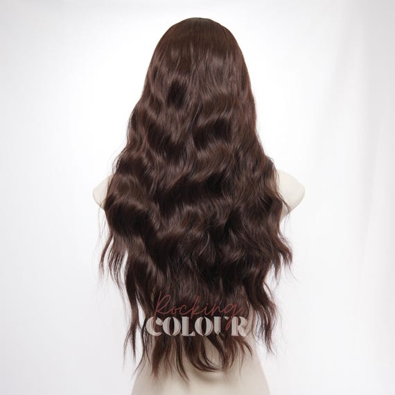 24-inch Dark Brown Water Wave 13x4 Lace Front Wig | Heat  display picture 2