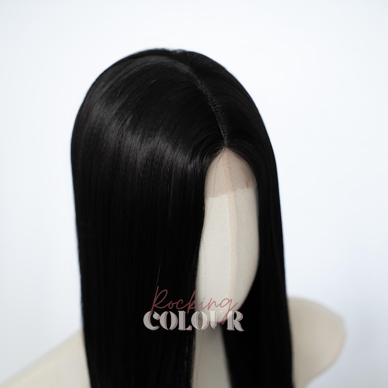 28-Inch Jet Black Straight Small Lace Front Wig | Extra Long Synthetic Hair image 7