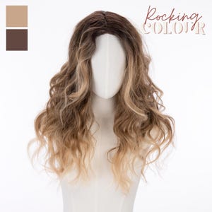 Golden Blonde Ombre Small Lace Front Wavy Wig/24-Inch Long Dark Root Golden Blonde Wig. FREE Wig Cap