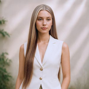 26 Inch Lace Front Wig Light Ash Blonde Highlights – Long Straight Heat Resistant Synthetic Hair with Free Wig Cap