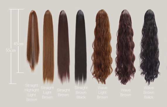 Claw Clip Ponytail Extension | Straight/Wavy Light Brown to Brown Black 18–22 Inch