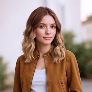 Wavy Bob Wig 14-Inch Brown to Blonde Balayage Ombre Shoulder-Length Small Lace Front with Free Wig Cap