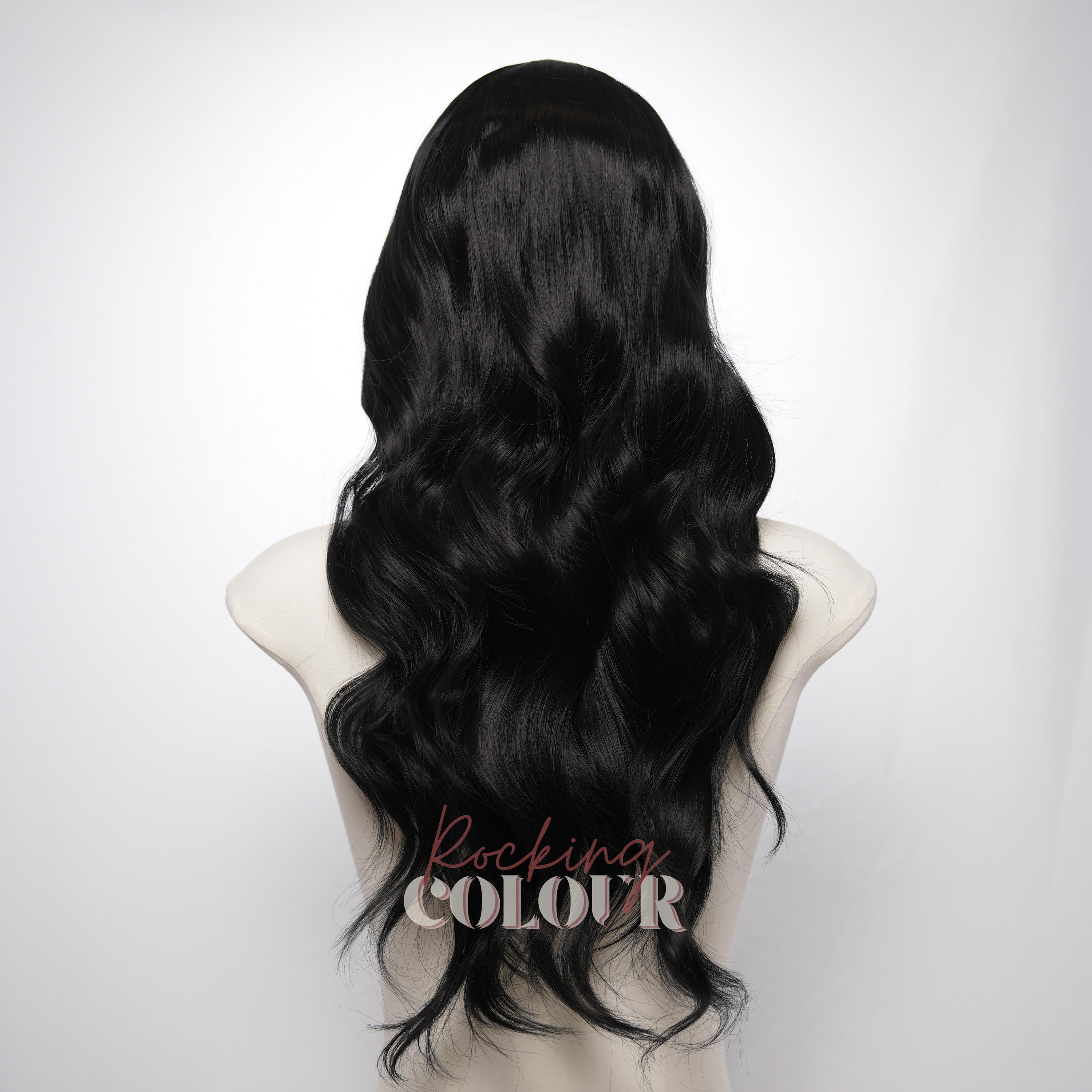 24-inch Black Wavy 13x4 Lace Front Wig | Long Heat-resistant  display picture 1
