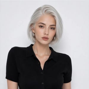 Kurze Silbergraue 13x4 Lace Front Perücke | Geschichtetes Bob Kunsthaar