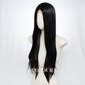 28-Inch Jet Black Straight Small Lace Front Wig | Extra Long Synthetic Hair image 4