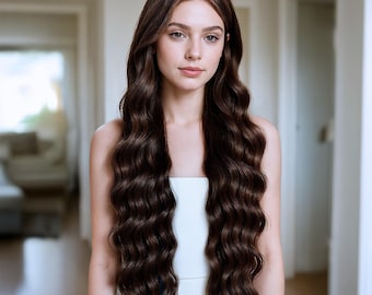 24-Inch Highlight Brown Wavy 13x4 Lace Front Wig | Heat-Safe Synthetic Hair, Natural Luxury Look