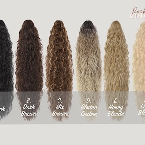 26-Inch Ombre Blonde Black Brown Wavy Claw Ponytail Extension – Heat-Resistant Synthetic Hairpiece for Women Natural Glam Hair