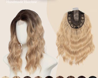 16 Inch Synthetic Hair Topper | Mono Part with Lace Front for Thinning Hair