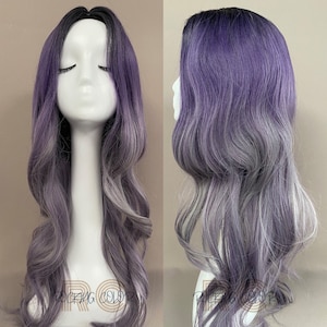 24'' Long Purple Ombre Wavy Synthetic Wig. FREE Wig Cap